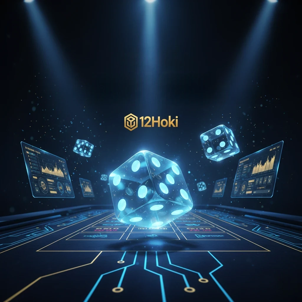 Banner premium 12Hoki cara bermain Sic Bo dengan desain kasino modern