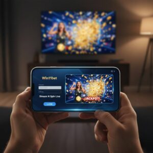 Pemain sedang login Win11bet dan bermain Stream N Spin dengan jackpot